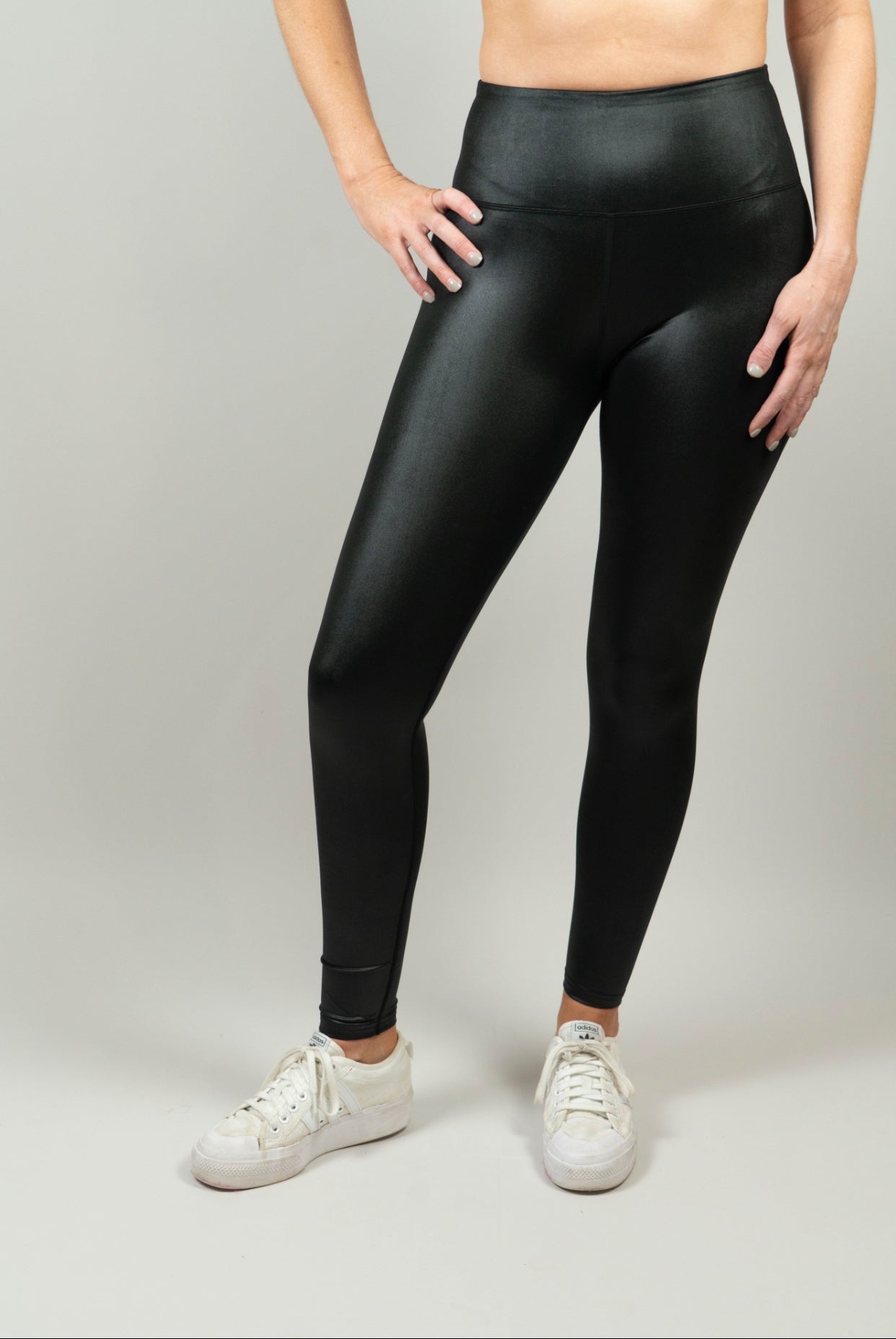 Legging Depot Womens Small Faux Leather Leggings High Rise Black Shiny NWT